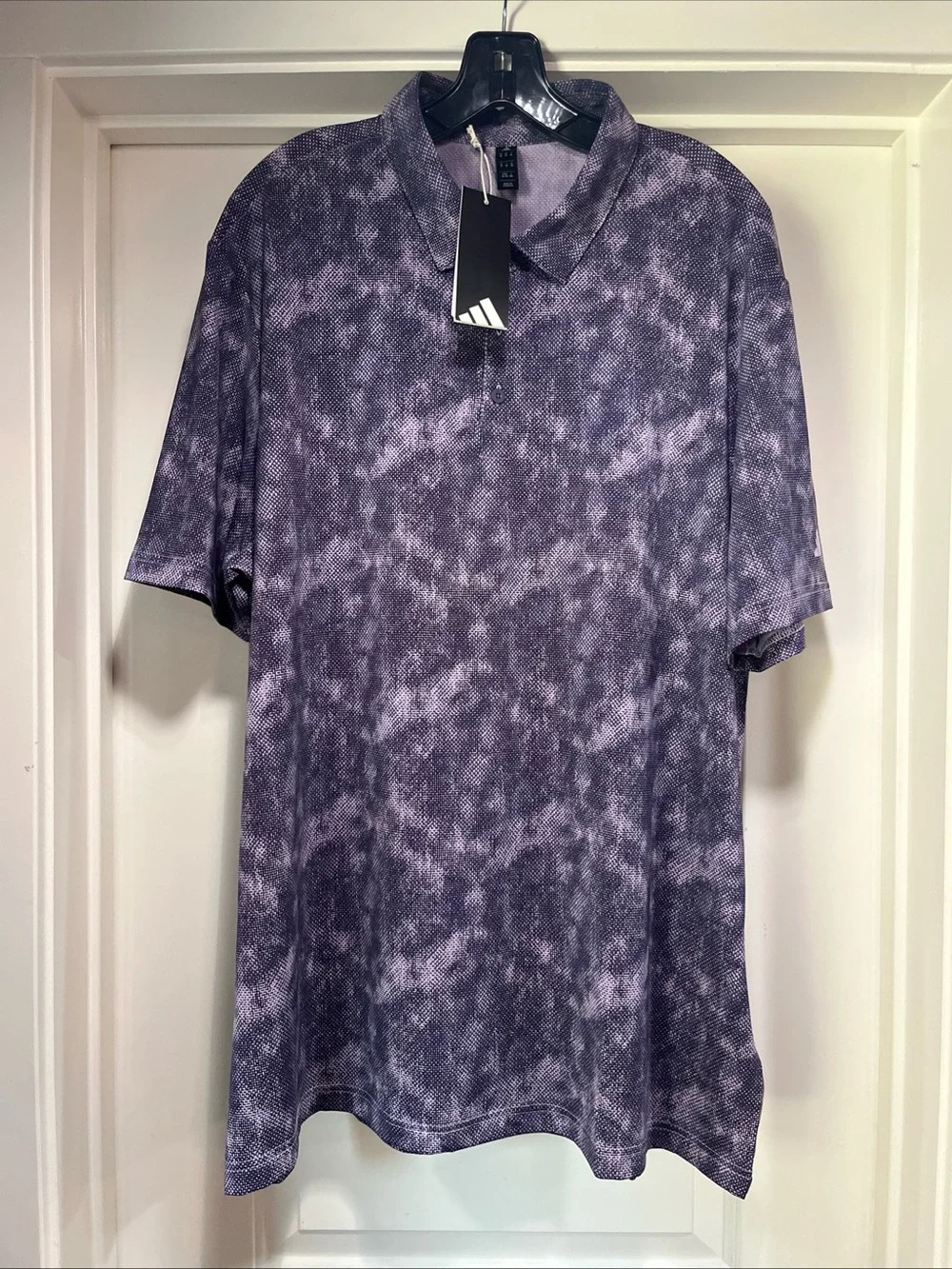 2 Mens XL Adidas Ultimate 365 Print Golf Polo Shirts Purple Green Cloud New Tag